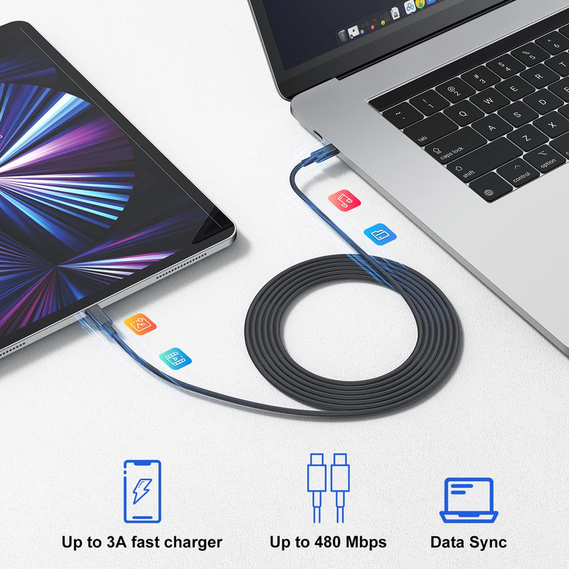 10 ft iPad Pro Fast Charger 2Pack(Grey), Apple 20W USB C Charger Block with Long USB C to C Cable for iPad Pro 12.9 in 5th/4th/3rd Gen,iPad Pro 11 in 2021/2020/2018,iPad Air 5th/4th Gen,iPad Mini 6th For USB C iPad-Grey 2Pack-10FT
