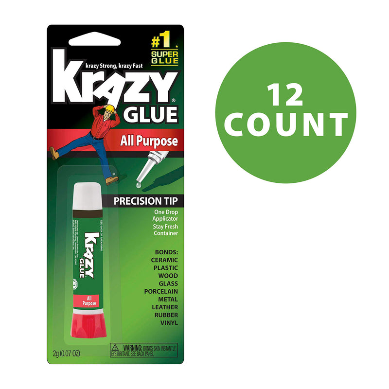 Krazy Glue, All Purpose, Precision Tip, 2 g, 12 ct., clear