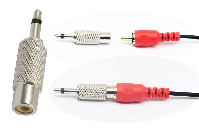 zdyCGTime RCA to 3.5MM Audio TS Adapter 3.5mm 1/8" Mono Plug Male to RCA Female Jack Adaptor Connectorï¼ˆSilver (2 Packs, 2-Pole) 2 Packs, 2-Pole