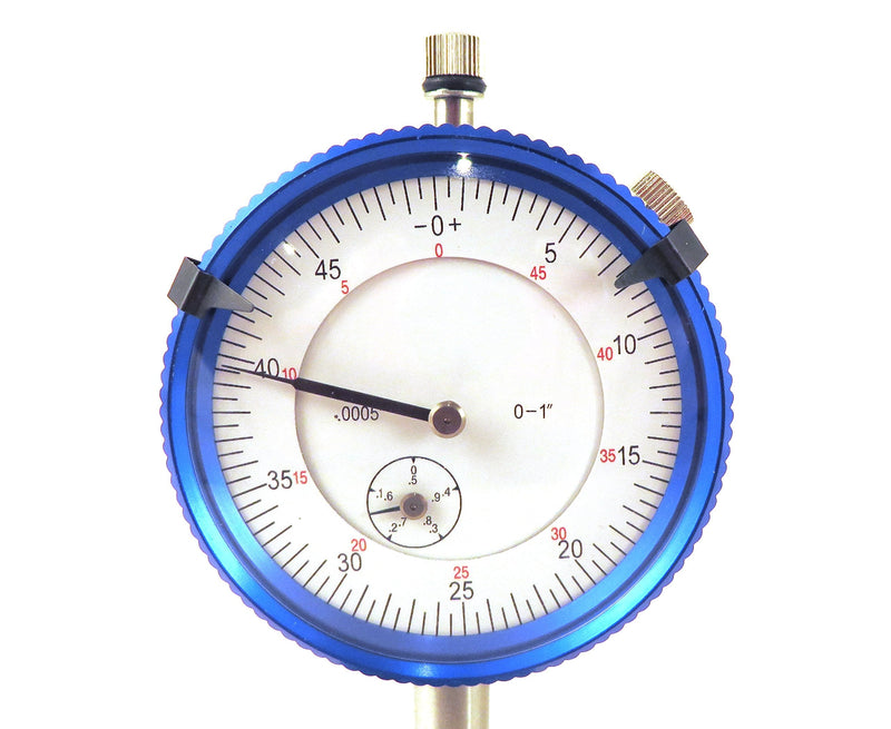 Dial Indicator, SAE, 0.0005 Resolution (Half a Thousandth), 1" Travel, Accuracy 0.001" per 1", Machined Anodized Aluminum Body, Vertical Lug Back, Dial Test Indicator DI-1”