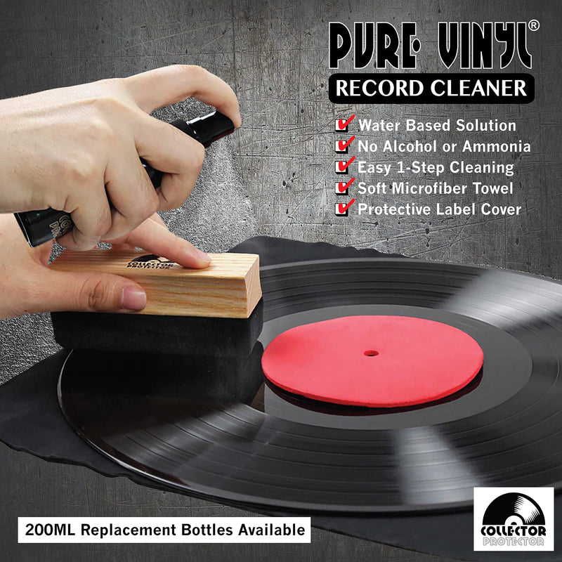 Vinyl Record Cleaning Kit - The Complete Set - Includes Soft Velvet & Carbon Fiber Record Brushes, LP Cleaner Solution, Turntable Stylus Gel, Microfiber Cloth, Label Protector & Metal Storage Case