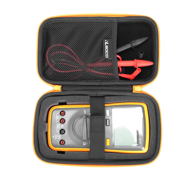 RLSOCO Carrying case for Fluke 117/115/116/114/113/177/178/179/233 Digital Multimeter and Fits for Fluke 101/106/107/ F15B+F17B+F18B+ and More(with DIY Foam)(Yellow) Yellow Zip