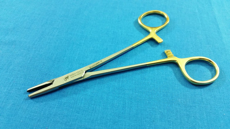 T/C Mayo Hegar Needle Holder Driver 5.5" (14cm) with Tungsten Carbide Cross Serrated Inserts (HTI BRAND)