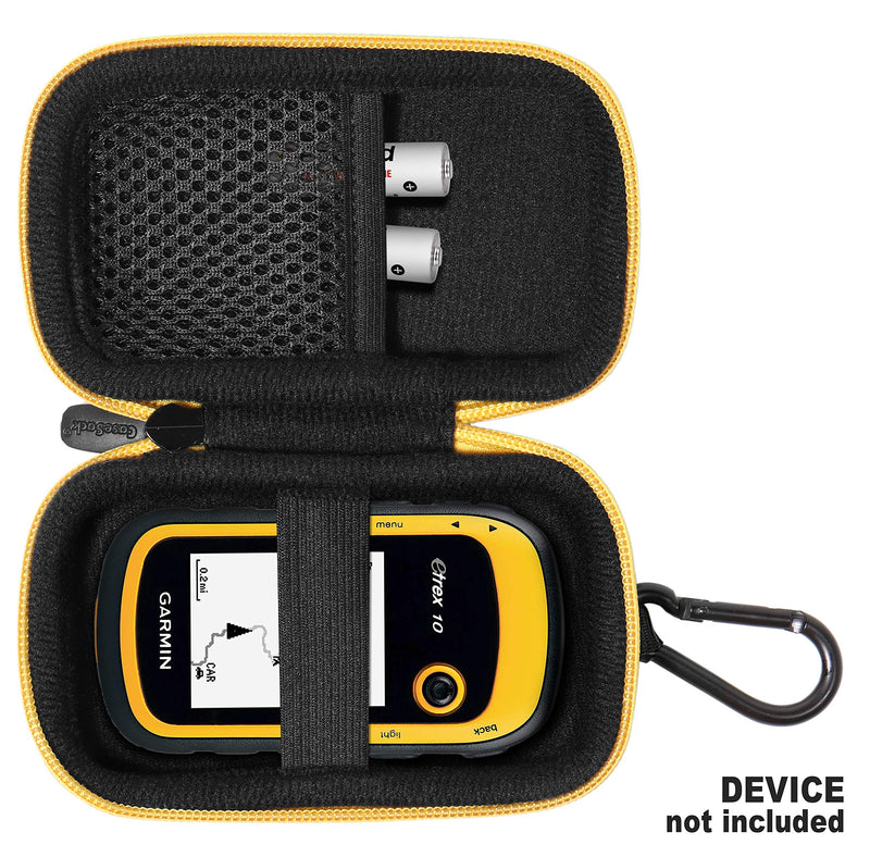 Handheld GPS Case Compatible with Garmin eTrex 22x, 32x, 10, 20, 20x, 30, 30x, 35t and Touch 35, 25, All in one Compact case for eTrex and Charger Cord Black with yellow zip