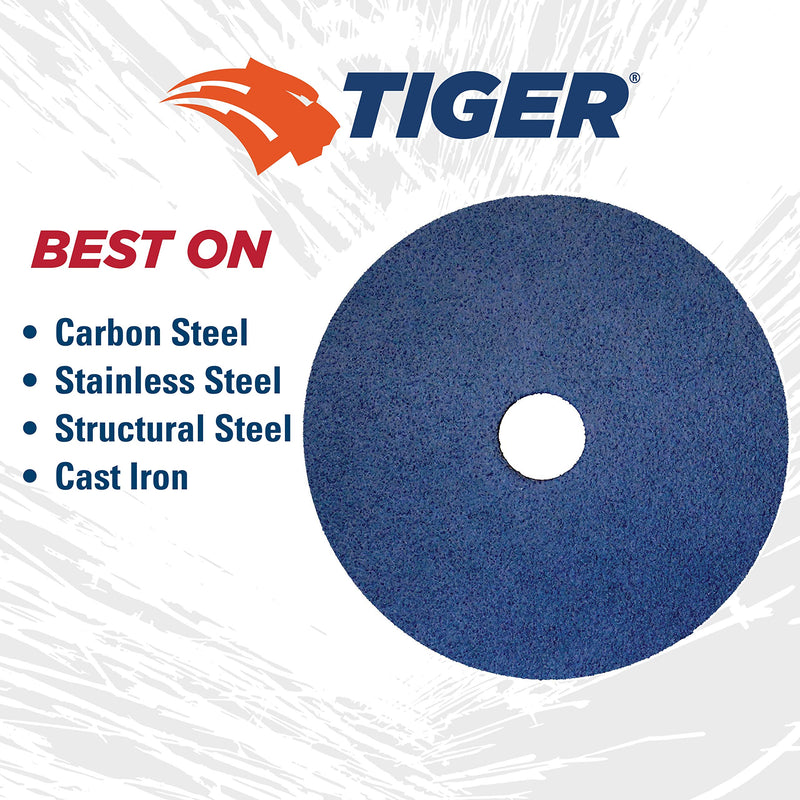 Weiler 59705 Tiger Zirconia Alumina Resin Fiber Sanding & Grinding Disc, 5" Diameter, 80 Grit, 7/8" Arbor Hole (Pack of 25)