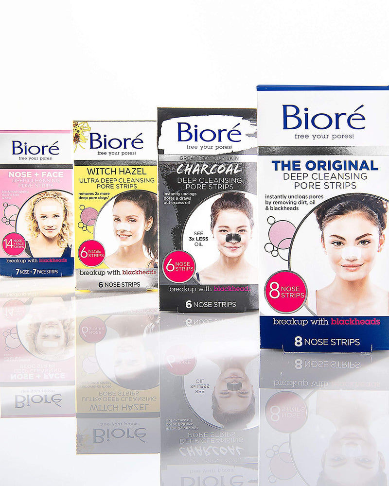 BiorÃ© Original, Deep Cleansing Pore Strips, Nose Strips for Blackhead Removal, with Instant Pore Unclogging, 8 Count, features C-Bond Technology, Oil-Free, Non-Comedogenic Use 8 Count (Pack of 1)