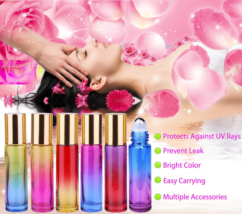 Inice Roller Bottles 10ml 12 Roll on Bottles Refillable Containers for Essential Oils
