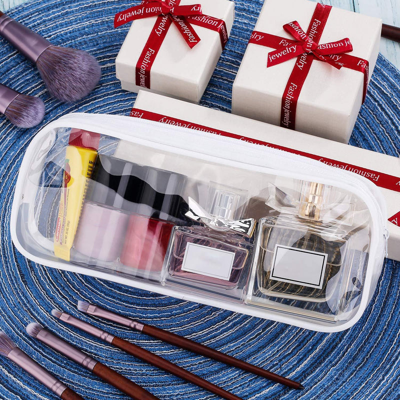 Tatuo 4 Pieces Clear PVC Zipper Pen Pencil Case, Big Capacity Pencil Bag Makeup Pouch (White) White