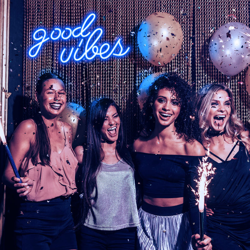 Olekki Blue Good Vibes Neon Sign - LED Neon Signs for Wall Decor, Neon Lights for Bedroom, Neon Wall Signs (16.1 x 8.3 inch)