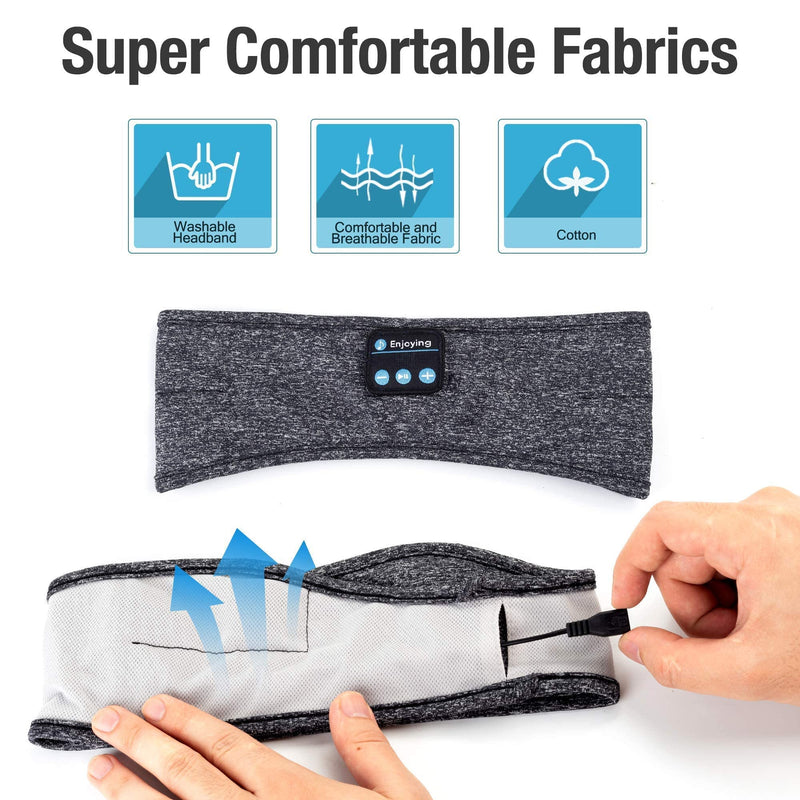 Perytong Sleep Headphones Wireless, Bluetooth Sports Headband Headphones with Ultra-Thin HD Stereo Speakers Perfect for Sleeping,Workout,Jogging,Yoga,Insomnia, Air Travel, Meditation, Grey 1 Count (Pack of 1)