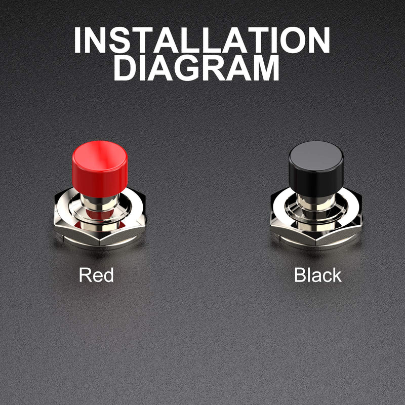 DIYhz Momentary Push Button Switch, 1A 250VAC SPST Mini Pushbutton Switches Normally Open(NO) Red Cap - 20pcs NO-20