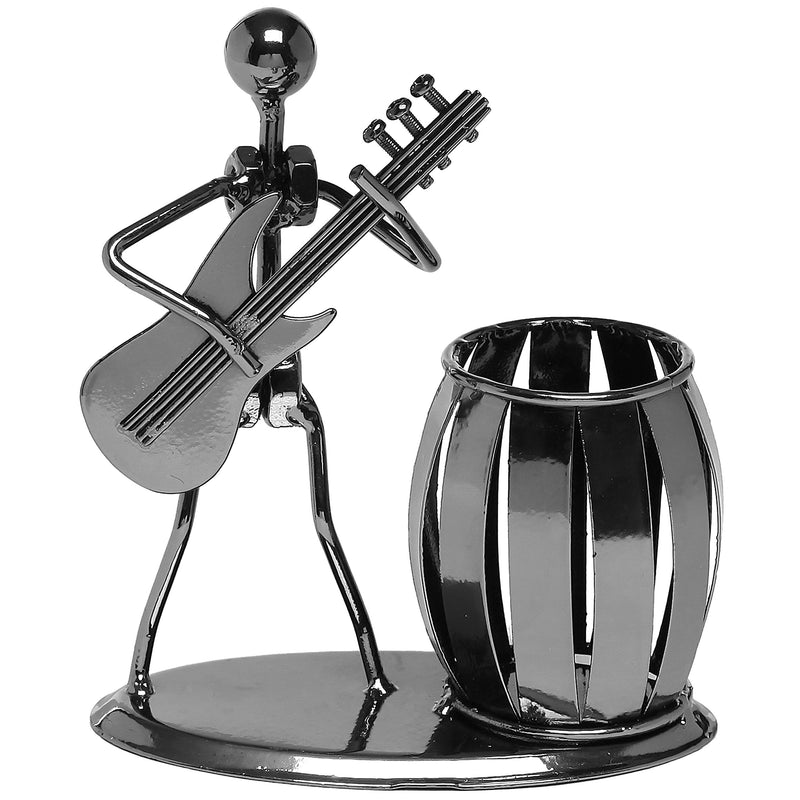 Decorative Gun Metal Gray Guitar Rocker Design Pencil/Pen Holder Cup Office Supply Desktop Stand Gunmetal