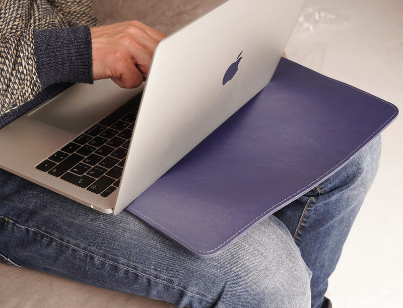 MacBook 13 Sleeve Soft Genuine Leather case Bag Handmade for 13-inch MacBook Air M1 A2337 A2179 A1932 2018-2021, MacBook Pro M1/A2338 A2251 A2289 2016-2021, Blue Vertical 13 Macbook Air / Pro