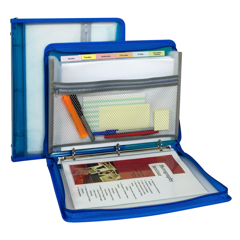 C-Line Expanding File Zippered Binder, Blue, 2" x 11" x 13 1/2"