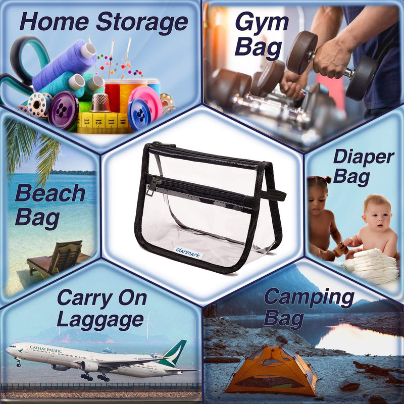 TSA Approved Clear Toiletry Bag with Pocket - Quart Size Bag for Airport, Camping or Gym 1pcs Black