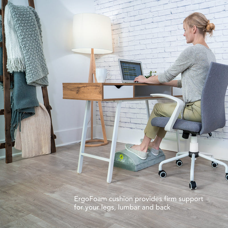 ErgoFoam Adjustable Desk Foot Rest for Added Height - Orthopedic Teardrop Design - Large Premium Foot Rest Under Desk - Most Comfortable Foot Stool Under Desk for Lumbar, Back, Knee Pain (Grey) Grey