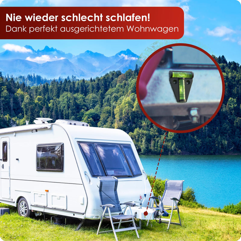 WEIDEBACH® 1x robust spirit level small, magnetic mini spirit level black, small spirit level shatterproof, camping spirit level, spirit level motorhome, spirit level caravan, cross spirit level 1 piece