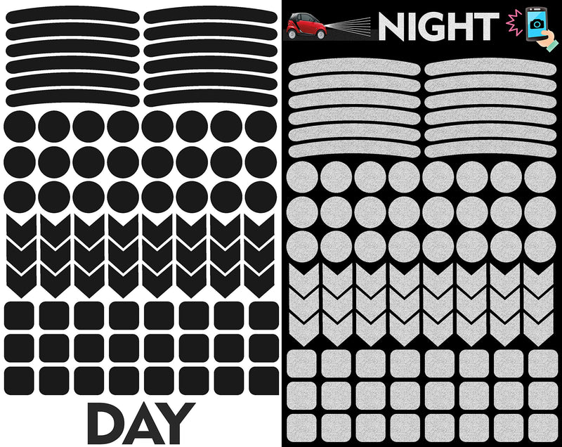 84pcs High Visibility Warning Reflective Stickers Rim Stripes Bike Bicycle Kit Decals Black Reflector Highly Night Safety Sign Visibility Universal Self - Adhesive D 51