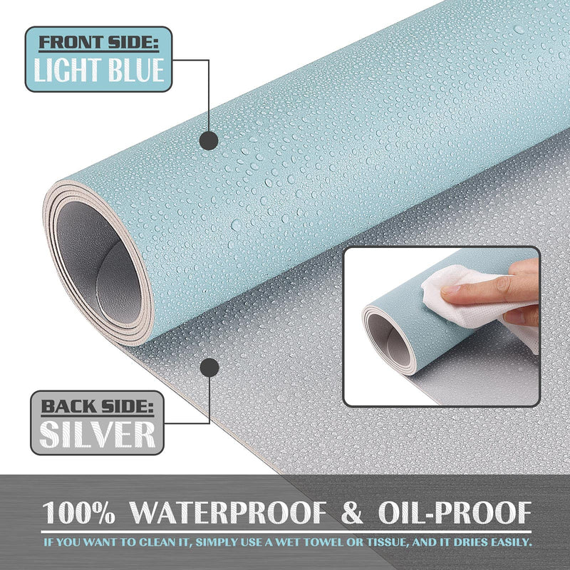 Knodel Desk Mat, Office Desk Pad, Waterproof Desk Mat for Desktop, Leather Desk Pad for Keyboard and Mouse, Desk Pad Protector for Office and Home (31.5" x 15.7", Light Blue) 31.5" x 15.7"