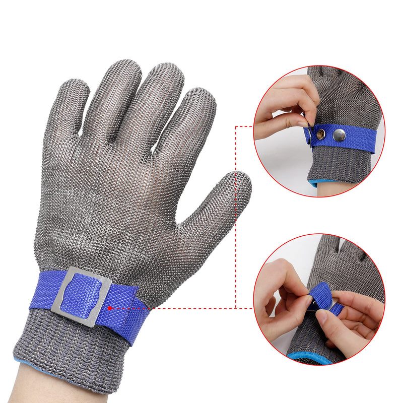 Level 9 Cut Resistant Gloves Stainless Steel Mesh Metal Glove Safety Work Glove for Meat Cutting Kitchen Chef Slicing X-Large