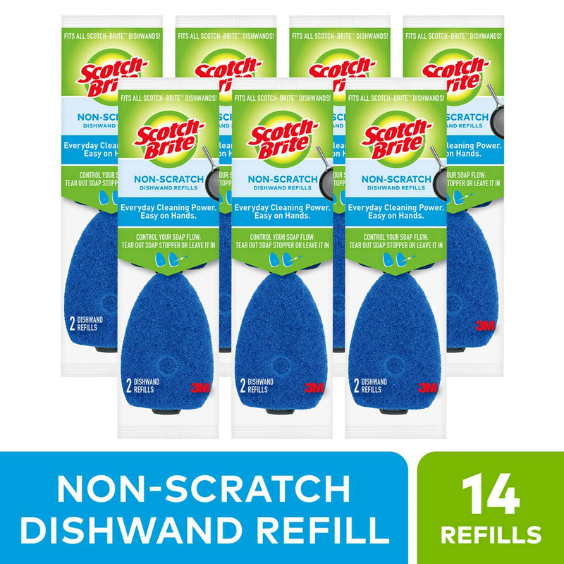 Scotch-Brite Non-Scratch Dishwand Refills, Fits All Scotch-Brite Dishwands, 14 Refills 2 Count (Pack of 7)