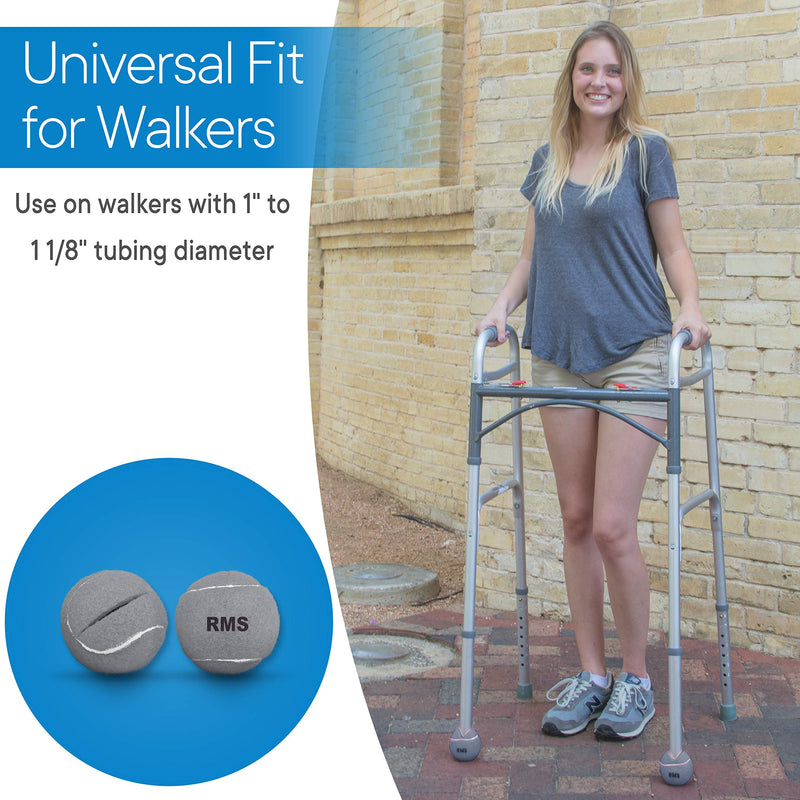 RMS Walker Glide Balls - A Set of 4 Balls with Precut Opening for Easy Installation, Fit Most Walkers (Grey) Grey