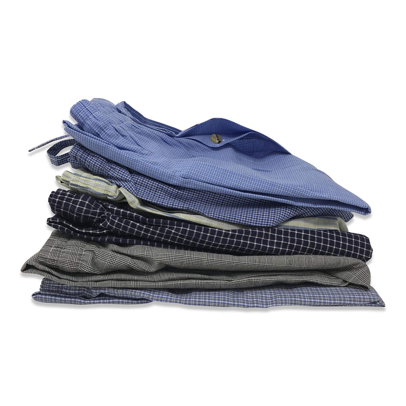 Andrew Scott Men's Soft Poplin Woven Pajama & Sleep Jam Cargo Short Lounge Pants | Multi Packs Medium 3 Pack -Blue Tone Plaids