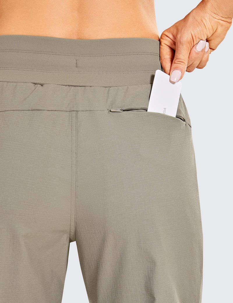 CRZ YOGA Women's Hiking Pants Lightweight Quick Dry Drawstring Joggers with Pockets Elastic Waist Travel Pull on Pants XX-Small Cliff Ash