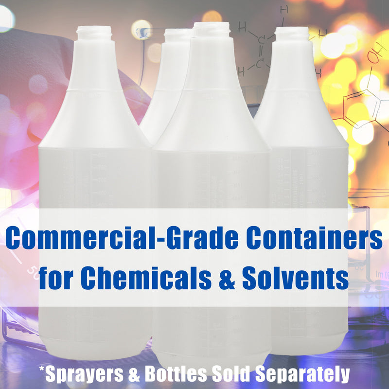 Commercial-Grade Chemical Resistant 24 oz Bottles ONLY 4 Pack By Mop Mob. Embossed Scale For Measuring. Pair With Industrial Spray Heads For Auto/Car Detailing, Janitorial Cleaning Supply or Lawn Care