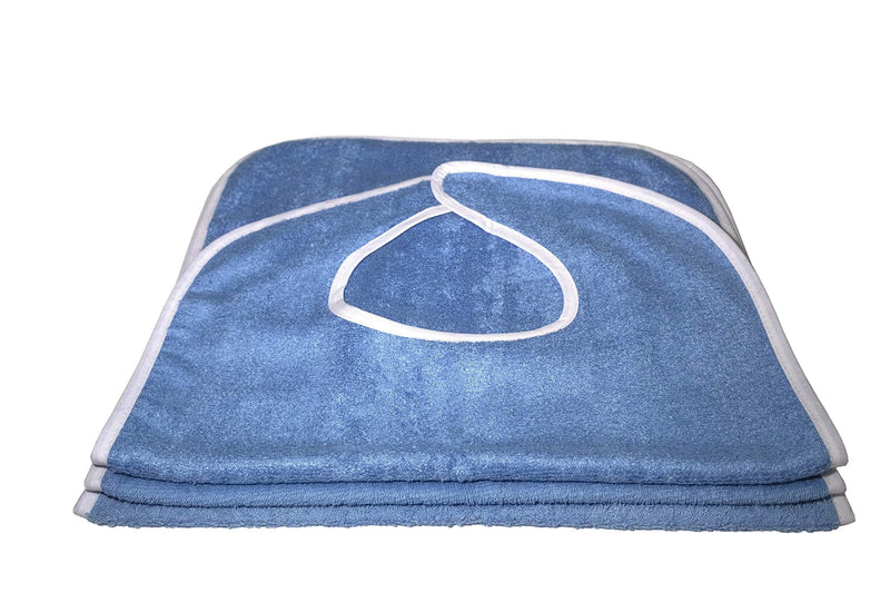 3 Pack Elaine Karen Premium Adult Bibs - bibs for adults Men, Women; Eating Cloth for Elderly Seniors and Disabled, Adjustable, Terry bib Clothing Protectors, Machine Washable, Blue 3 Count (Pack of 1)