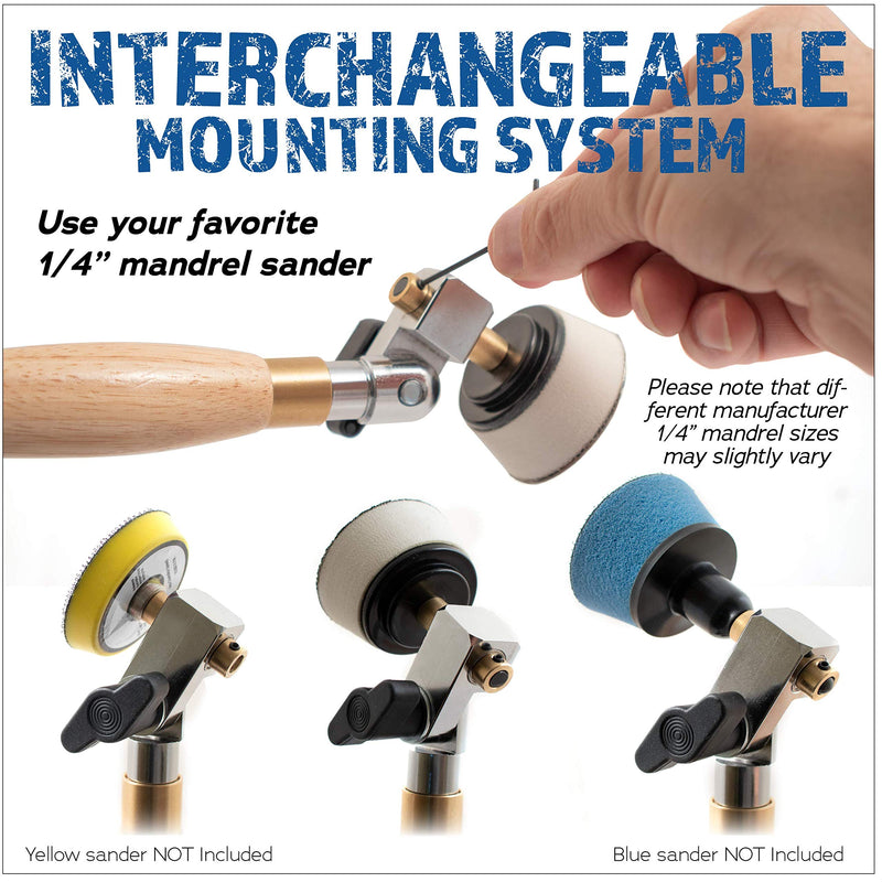 Peachtree Woodworking Supply 2 inch Diameter Bowl Sander with Dual Bearing Head and 2 inch Foam Hook and Loop Sander with 1/4 inch Mandrel and 9 inch Long Hardwood Handle (F26)