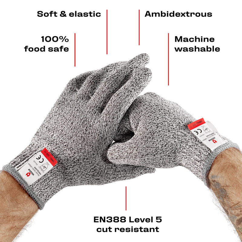 NoCry Cut Resistant Gloves - Ambidextrous, Food Grade, High Performance Level 5 Protection. Size Medium, Complimentary Ebook Included Original