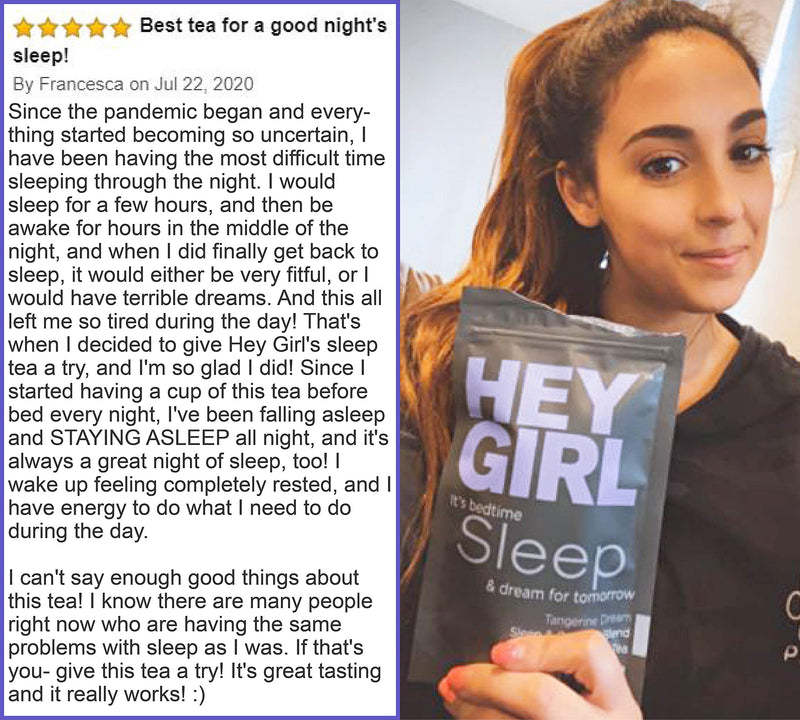 Hey Girl Herbal Sleep Tea w/ Chamomile , Valerian Root & Lemon Balm in Tea Bags - Thoughtful Gifts For Women