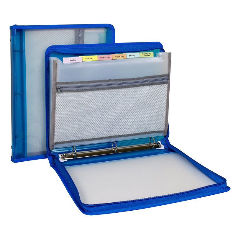 C-Line Expanding File Zippered Binder, Blue, 2" x 11" x 13 1/2"