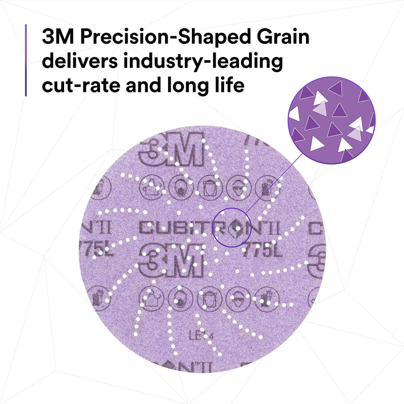 3M Xtract Cubitron, Film Disc 775L, 152mm, 150+, Clean Sand, 50 discs per pack