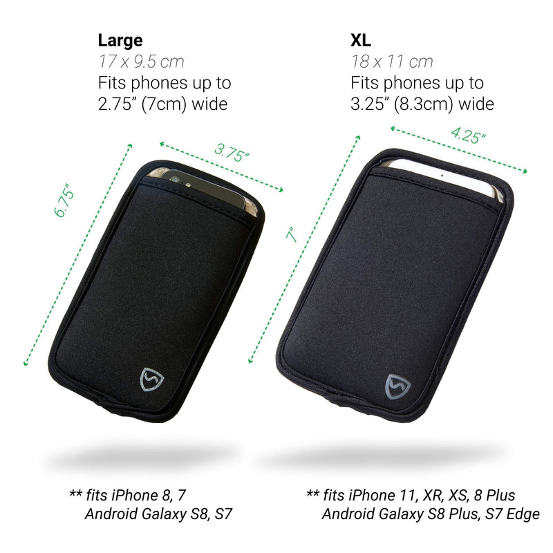SYB Phone Pouch, EMF Radiation Protection Sleeve, Regular Black For phones up to 2.75" wide