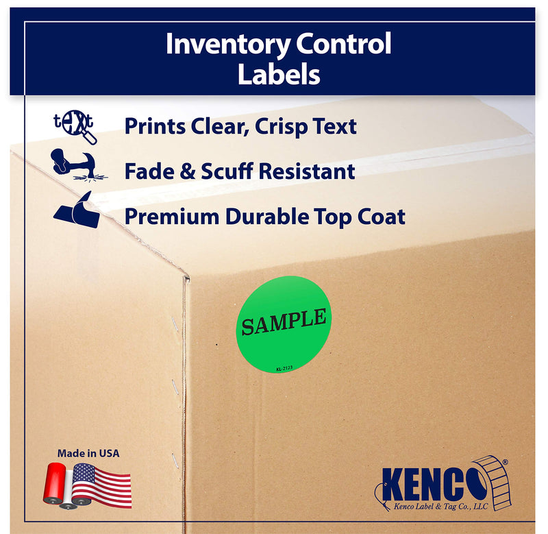Kenco 2" Circle Inventory Control Stickers for Shipping and Inventory - 500 Permanent Adhesive Labels Per Roll Made in The USA (Partial, 1 Pack) Partial