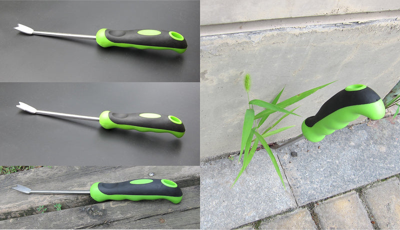 FITOOL Stainless Steel Garden Tool - Premium Garden Hand Tool - Stainless Steel Blade Mirror Polishing - with Soft Dual-Color Ergonomic Handle (Straight Weeder) Straight Weeder
