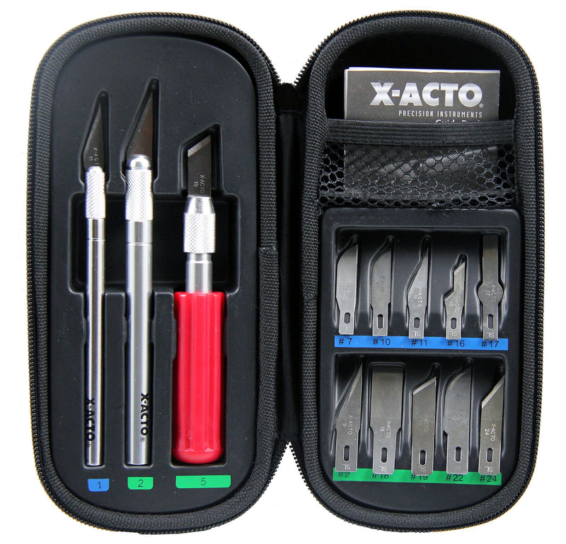 X-ACTO Compression Basic Knife Set, Great for Arts and Crafts, including Pumpkin Carving Basic Knife Set (Soft Case)