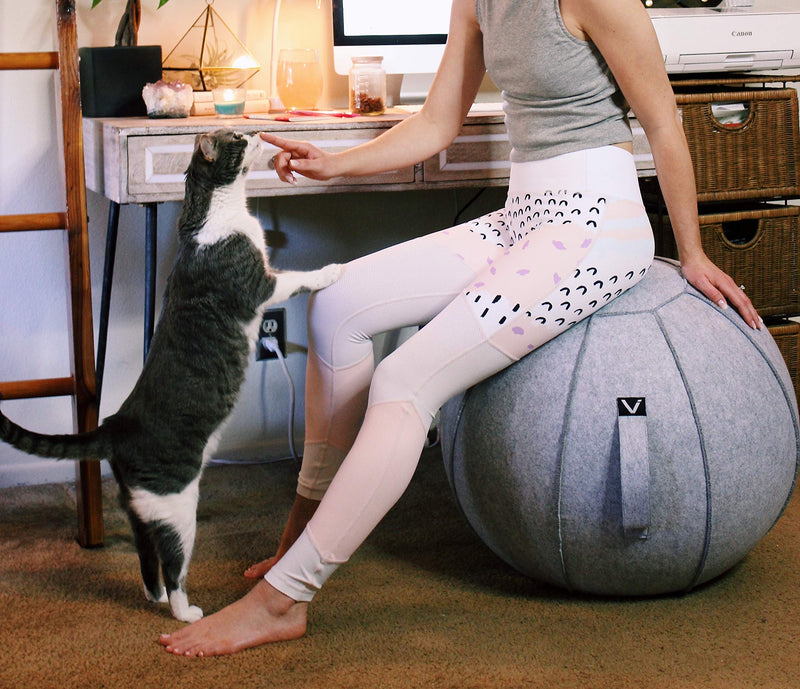 Vivora Luno Exercise Ball Chair, Canvas & Felt for Home Offices, Balance Training, Yoga Ball Standard Marble