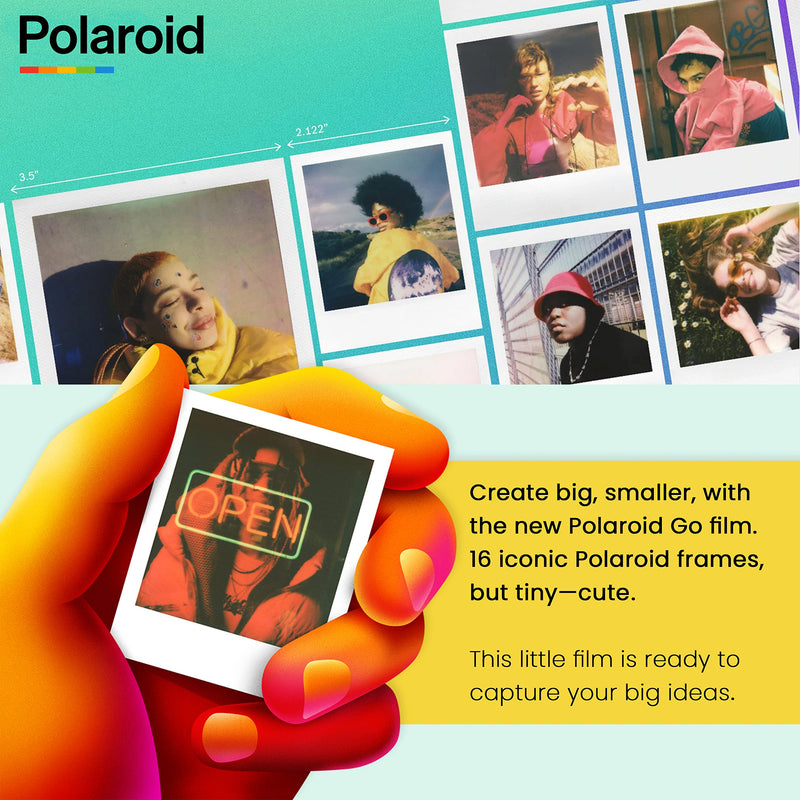 Polaroid GO Color Instant Film â€“ Double Pack (32 Exposures) + Sky Blue Glitter Photo Album (Holds 64 Photos)