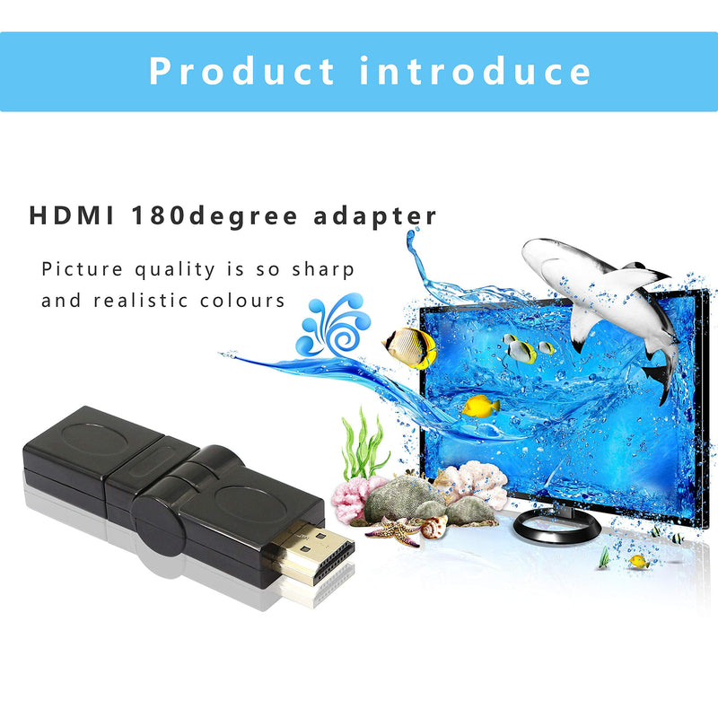 360 Degree Swivel Angle HDMI Adapter,90 180 270 Degree Angle Rotatable Extension Connector Adjustable Male to Female Adaptor for Full HD Support Including 720p-1080p,No Loss in Video/Audio Quality