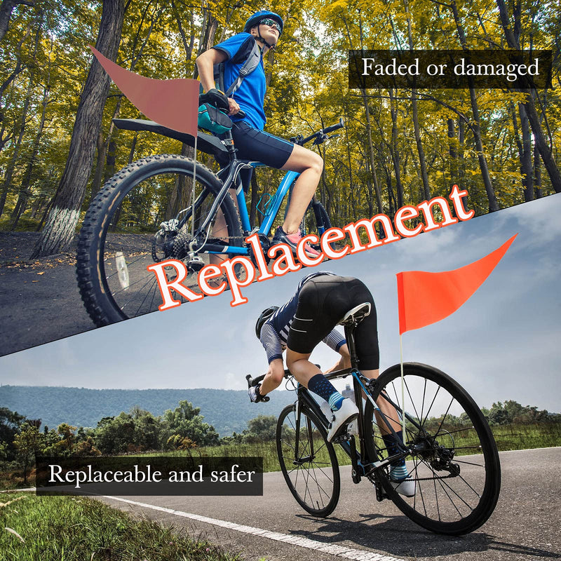 2 Pieces Replacement Safety Flag Pennant High Visibility Bike Safety Flag with Pole Tear-resistant Waterproof Bicycle Safety Flag for Children's Bicycle Electric Car Outdoor Tent (Orange) Orange
