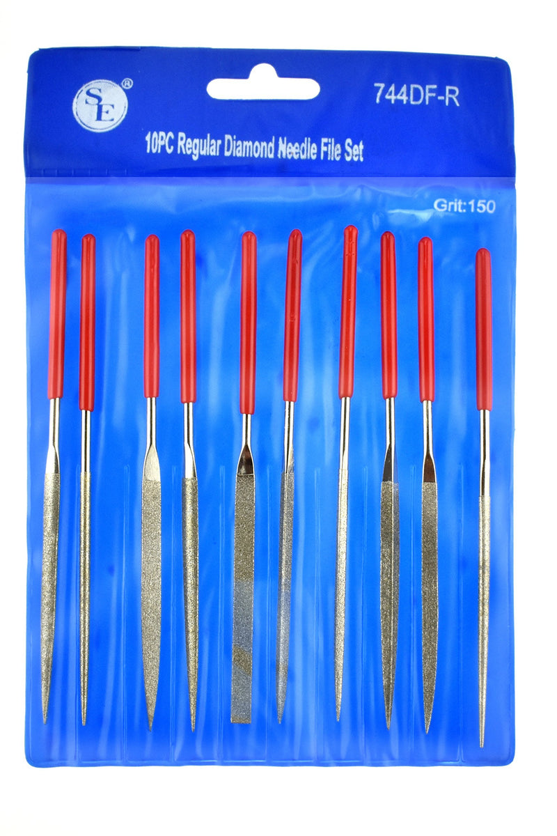 SE 10-Piece Diamond Needle File Set with 150 Grit - 744DF-R