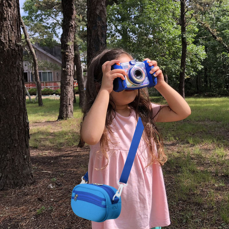 Beautyflier Kids Camera Case for VTech Kidizoom Duo /for Duo DX /for Duo Deluxe /for Twist /for Pix /for Pix Plus Selfie Creator Cam Crossbody Camera Bag for Kids with Adjustable Detachable Strap (Camera Not Included) Blue