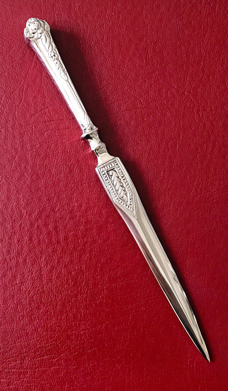 Madison Bay Company Nickel Plated Embossed Floral Letter Opener, 8.5 Inches Long