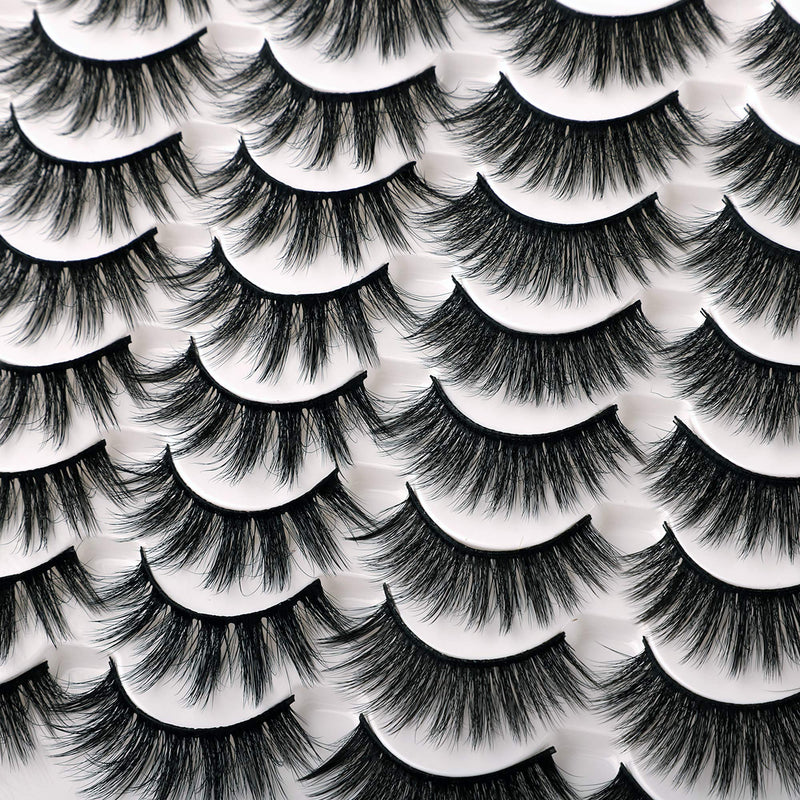 JIMIRE 2 Variety Styles False Eyelashes 16 Pairs Fluffy Volume Natural Fake Lashes Pack