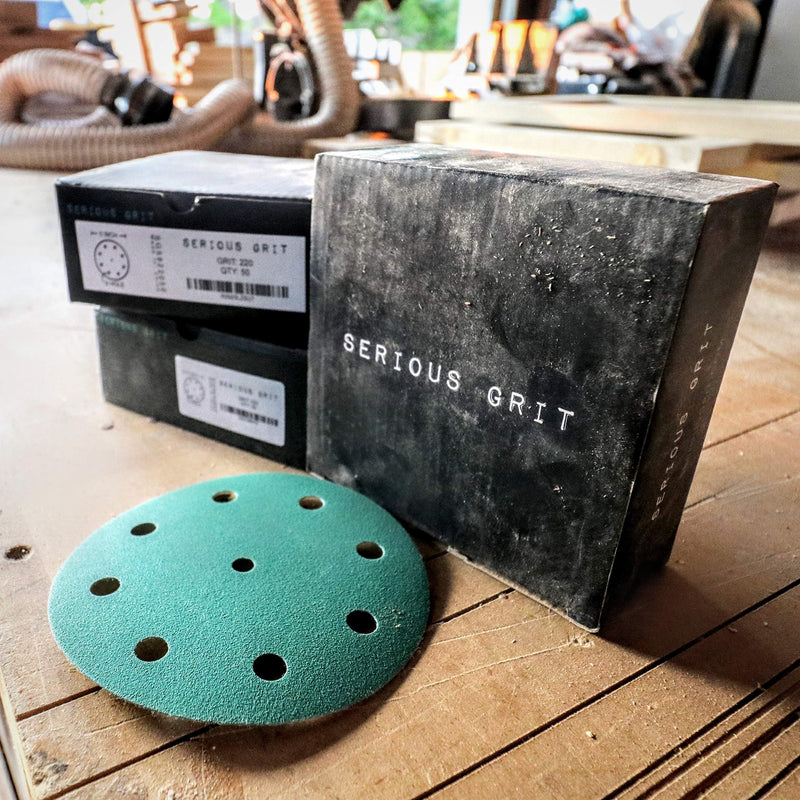 Serious Grit 5-Inch 9-Hole, 180 Grit Sanding Discs - Premium Hook and Loop Heavy Duty Sandpaper for Random Orbital Sanders - 50 PACK BOX