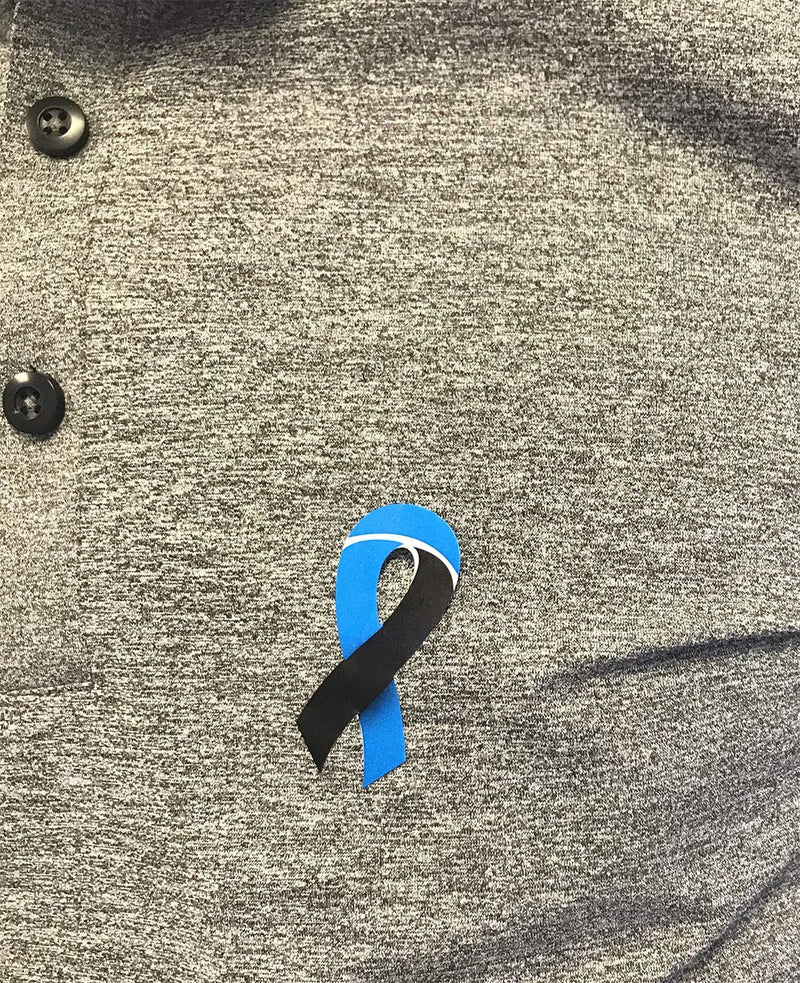 Black and Blue Awareness Ribbon Stickers 2 Inch 500 Adhesive Stickers