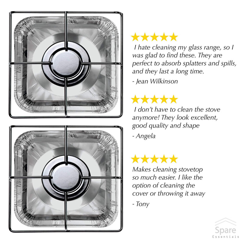50 Pack Aluminum Foil Square Stove Burner Covers Range Protectors Bib Liners Disposable Gas Burner Bibs Gas Top Liner Stove Easy Clean - (8.5" Square) from Spare 1